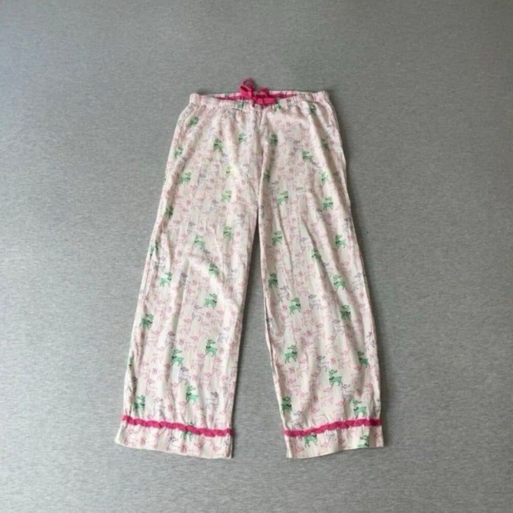 Victoria's Secret Y2K Vintage Christmas Reindeer Print Flannel PJ Pants